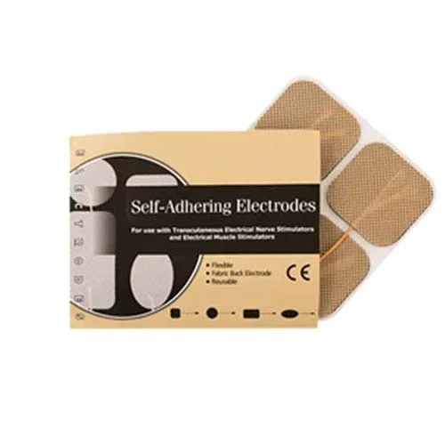 2″ Self-Adhering Square Tan Cloth Electrodes by Roscoe Medical – Package of 4