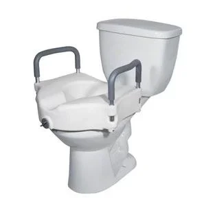 2 in 1 Locking Elevated Toilet Seat with Tool Free Removable Arms, 300 lb Weight Capacity