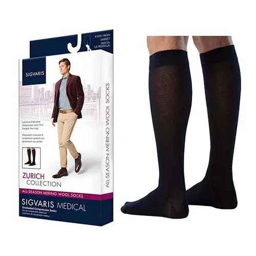 242C Style Merino Wool Calf, 20-30mmHg, Men’s, Medium, Long, Navy