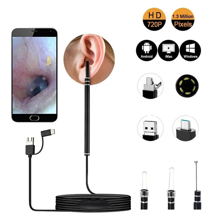 3 in 1 ClearEar Endoscope – Medical In Ear Cleaning Camera Cleaner Phone Computer Safe Real Time Live