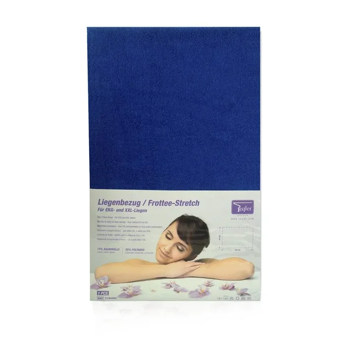 80cm x 195 cm Terry Fitted Sheet for Exam & ECG Tables Dark Blue