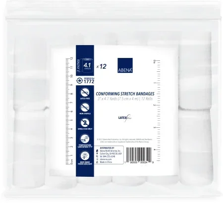 Abena North America Abena Conforming Bandage Cotton 1-Ply 3 Inch X 4-1/10 Yard Roll Shape NonSterile – 1772