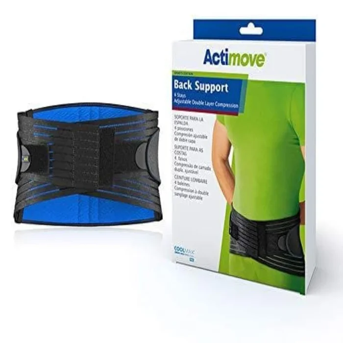 Actimove Adjustable Back Support with 4 Stays – Double Layer Compression