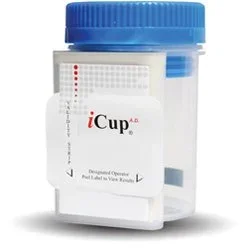 Alere Toxicology iCup A.D. Drugs of Abuse Test 10-Drug Panel with Adulterants AMP, BAR, BZO, COC, mAMP/MET, MTD, OPI, OXY, PPX, THC, (CR, OX, pH) Urine Sample CLIA Moderate Complexity 25 Tests – I-DUE-1107-141