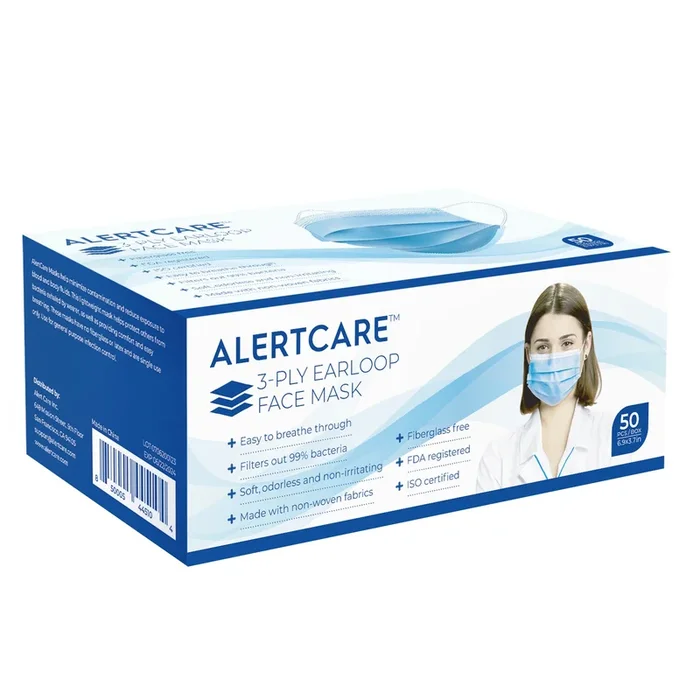 Alertcare 3-Ply Earloop Face Masks (50 Pcs)