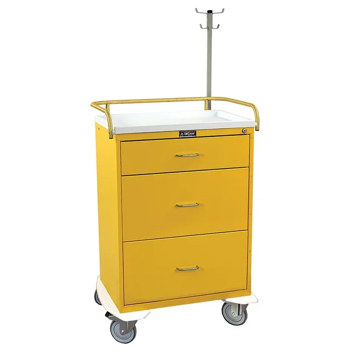 AliMed Harloff Classic Line 3-Drawer Isolation/Infection Control Cart with Accessory Pkg