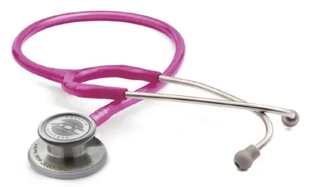 American Diagnostic Corp Adscope Clinician Stethoscope Metallic Raspberry 1-Tube 22 Inch Tube Double Sided Chestpiece – 608MRS