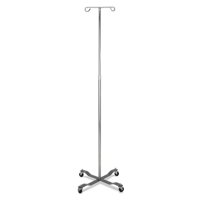 American Hospital Supply Portable Height Adjustable IV Pole-1 w/ 2 Secure Hooks