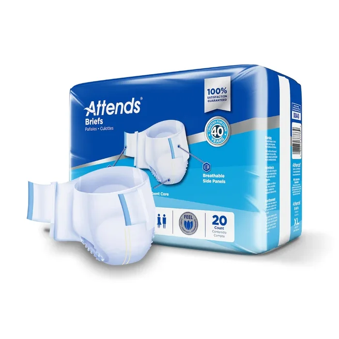 Attends Unisex Classic Briefs with Dry-Lock Technology for Adult Incontinence