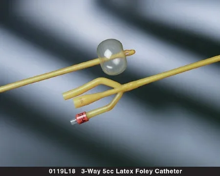 Bard Bard Lubricath Foley Catheter 3-Way Round Tip 5 cc Balloon 24 Fr. Latex – 0119L24
