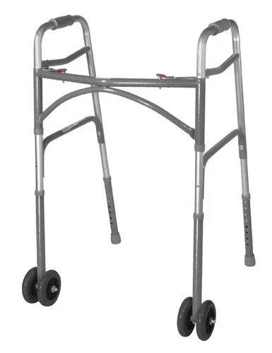 Bariatric Adult Folding Walker w/Wheels Double Button