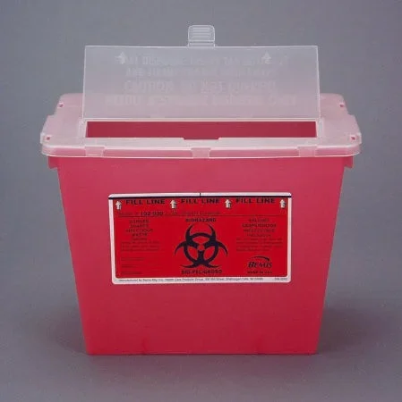 Bemis Healthcare Bemis Sentinel Phlebotomy Sharps Container 1-Piece 2 Gallon Red Vertical Entry Lid – 102 030