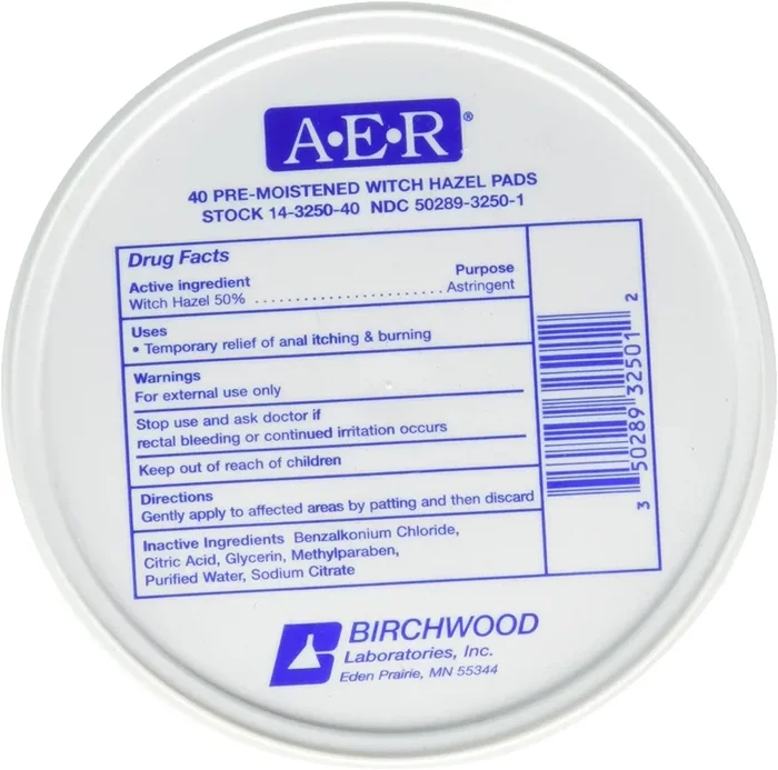 Birchwood Laboratories A-E-R Pre-Moistened Witch Hazel Pads