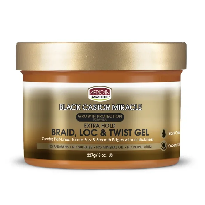 Black Castor Miracle Braid, Loc & twist gel 8oz