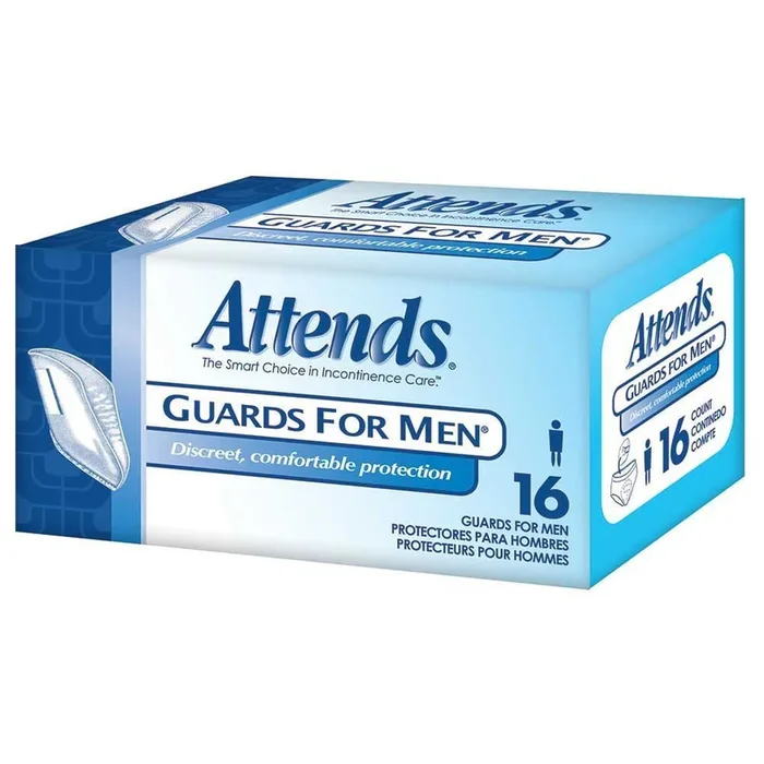 Bladder Control Pad Attends MG0400 Guards For Men Light Absorbency Polymer Male Disposable. Box of 16.