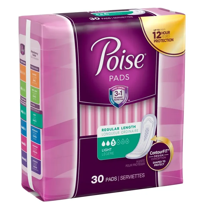 Bladder Control Pad Poise Light Absorbency Sodium Polyacrylate Core One Size Fits Most