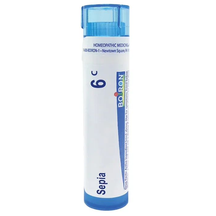 Boiron Sepia 6C relieves bloating and lower back pain during menstruation, 80 Pellets