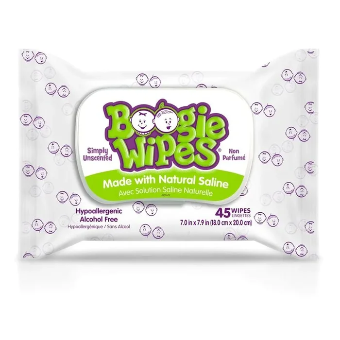 Boogie Wipes Saline Nose Wipes – 45 Count