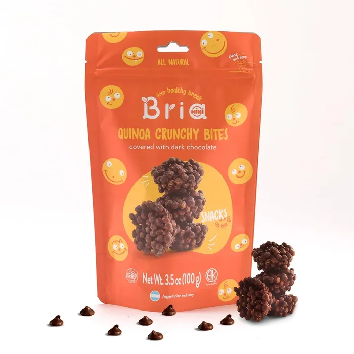 Bria bocadillos galletas de quinua infladas | Cookies kosher | Bocadillos saludables y deliciosos todas las 3.5 onzas naturales (chocolate negro para niños