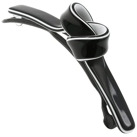 Camila Paris CP3358 French Hair Barrette Clip for Girls Handmade Black/White Metal-Free Closure Strong Hold Grip Hair Clips for Women No Slip Durable Styling Girls Hair Accessories Made in France