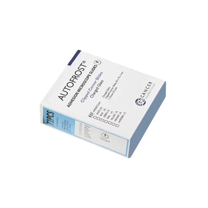 Cancer Diagnostics SLIDE, MICROSCOPE AUTOFROST ADH CHARGED CLIPPED CORNER (1440 – AMS45-5