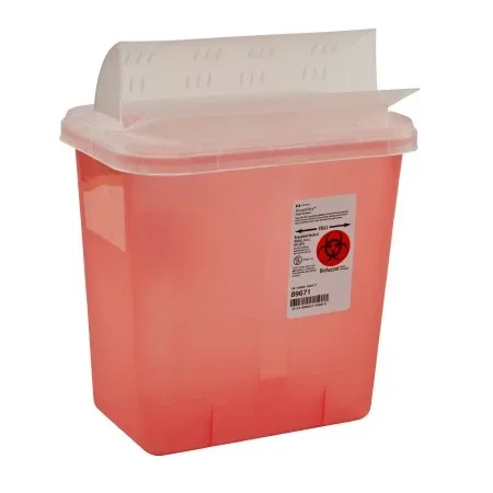 Cardinal SharpSafety Sharps Container 1-Piece 10 H X 10-1/2 W X 7-1/4 D Inch 2 Gallon Translucent Horizontal Entry Lid – 89671