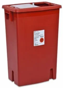 Cardinal SharpSafety Sharps Container 1-Piece 17-1/2 H X 15-1/2 W X 11 D Inch 8 Gallon Red Sliding Lid – 8997SPG2