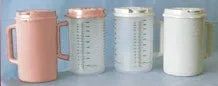 Care Line Graduated Drinking Mug 32 oz. Clear Cup / Mauve Lid Plastic Reusable – 81010