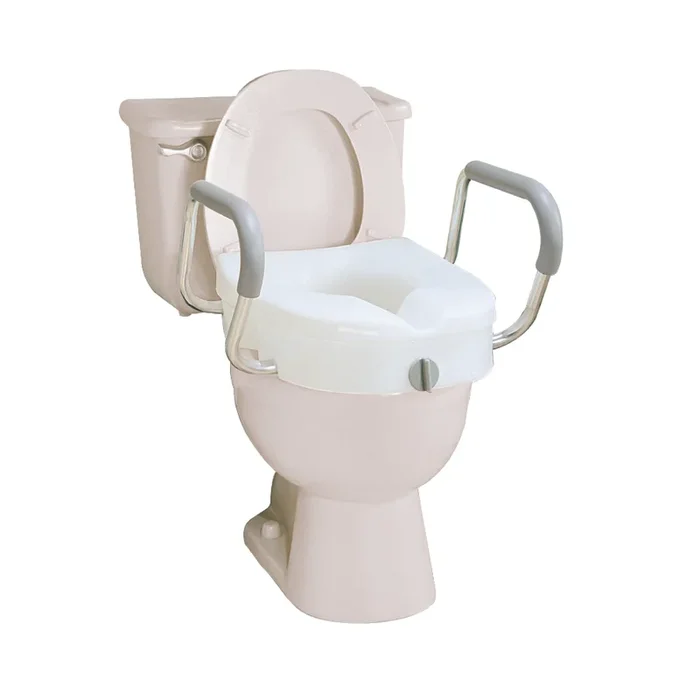 Carex E-Z Lock Raised Toilet Seat with Adjustable Armrests