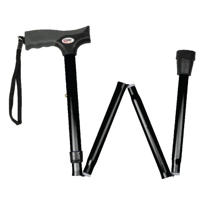 Carex Soft Grip Folding Cane with Derby Handle