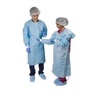 ChemoPlus Poly-Coated Impervious Open Back Gown Large, Light Blue