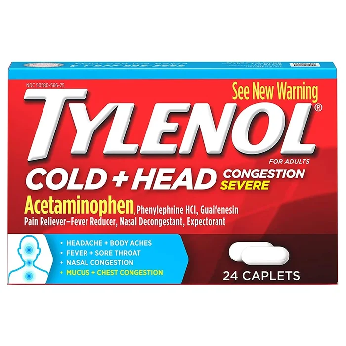 Cold + Head Congestion Severe Caplets 24 ct