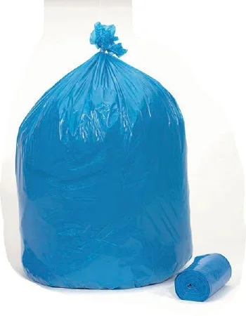 Colonial Bag Corporation Recycling Trash Bag Extra Heavy Duty 15 gal. Blue LLDPE 0.80 Mil. 24 X 32 Inch X-Seal Bottom Twist Tie Coreless Roll – CCB15GAL