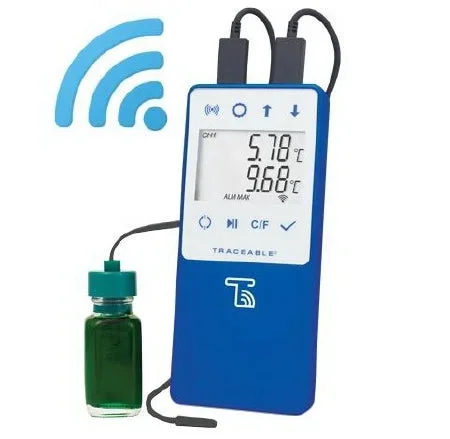 Control 3 Holdings LLC TraceableLIVE Datalogging Refrigerator / Freezer Thermometer Fahrenheit / Celsius -58° to 140°F (-50° to 60°C) 1 Bottle and 1 Bullet Probe Handheld Battery Operated – 6501