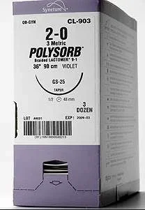 Covidien Polysorb Suture with Needle Absorbable Coated Undyed Suture Braided Polyester Size 1 36 Inch Suture 1-Needle 37 mm Length 1/2 Circle Reverse Cutting Needle – CL535