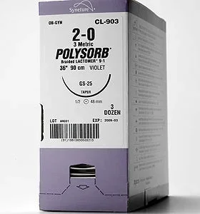 Covidien Polysorb Suture with Needle Absorbable Coated Violet Suture Braided Polyester Size 1 60 Inch Suture 1-Needle 65 mm Length 1/2 Circle Taper Point Needle – CL824