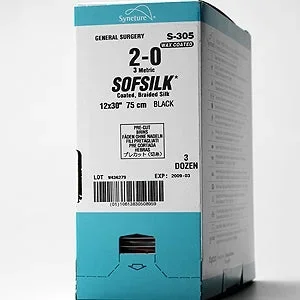 Covidien Sofsilk Suture with Needle Nonabsorbable Coated White Suture Braided Silk Size 4-0 18 Inch Suture Double-Armed 8 mm Length 1/4 Circle Spatula Needle – S2782K