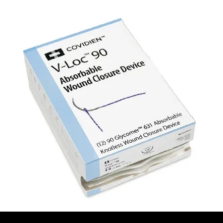 Covidien V-Loc 90 Wound Closure Device Suture with Needle Absorbable Uncoated Undyed Suture Barbed Monofilament Polyester Size 3-0 23 Inch Suture 1-Needle 19 mm Length 3/8 Circle Reverse Cutting Needle – VLOCM0034