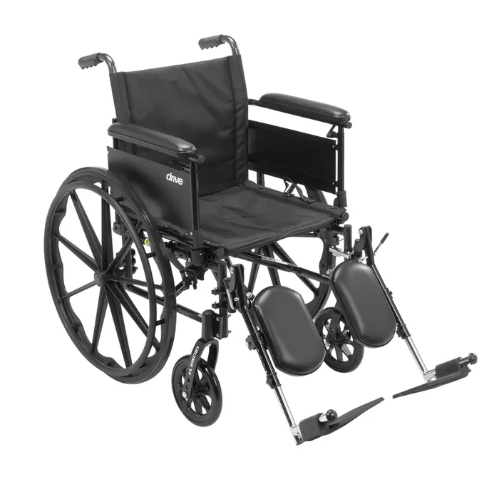 Cruiser X4 Lightweight Dual Axle Wheelchair with Adjustable Detachable Arms, Full Arms, Elevating Leg Rests, 20″ Seat