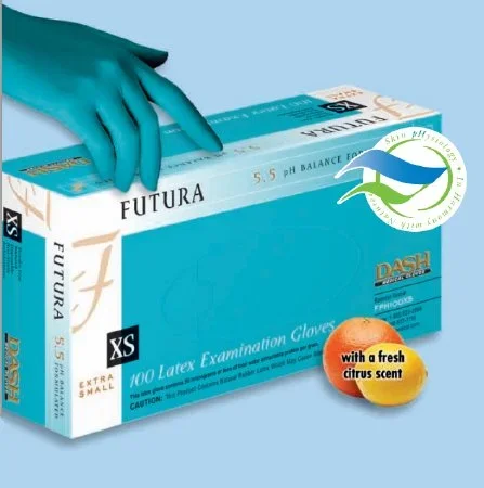 Dash Medical Gloves Exam Glove NonSterile Latex Standard Cuff Length Fully Textured – Teal