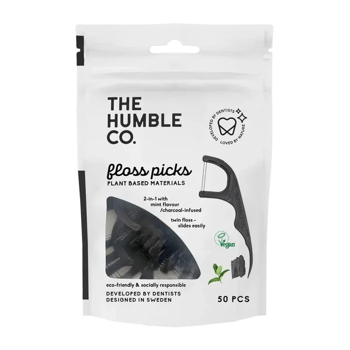 Dental Floss Picks Charcoal