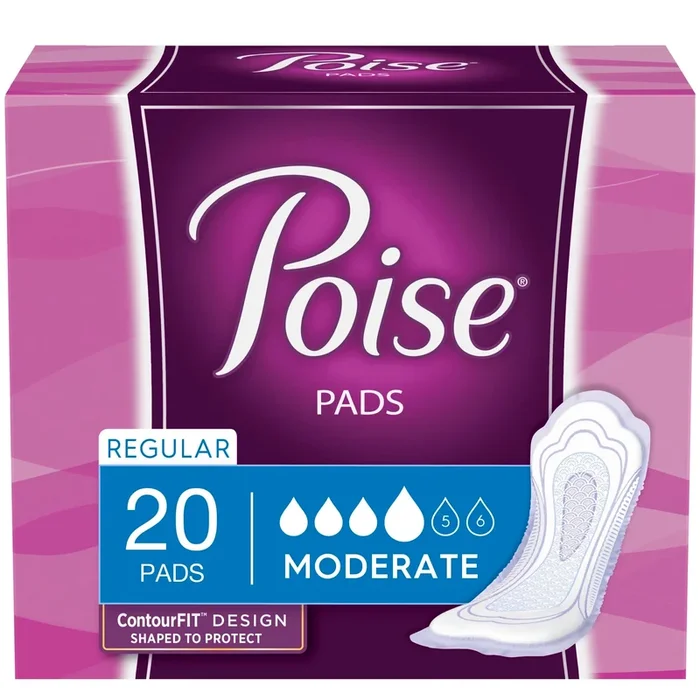 Depend Poise Moderate Pads Regular Length 10.1″