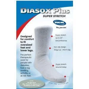 DiaSox Plus Oversize Socks, Small, White