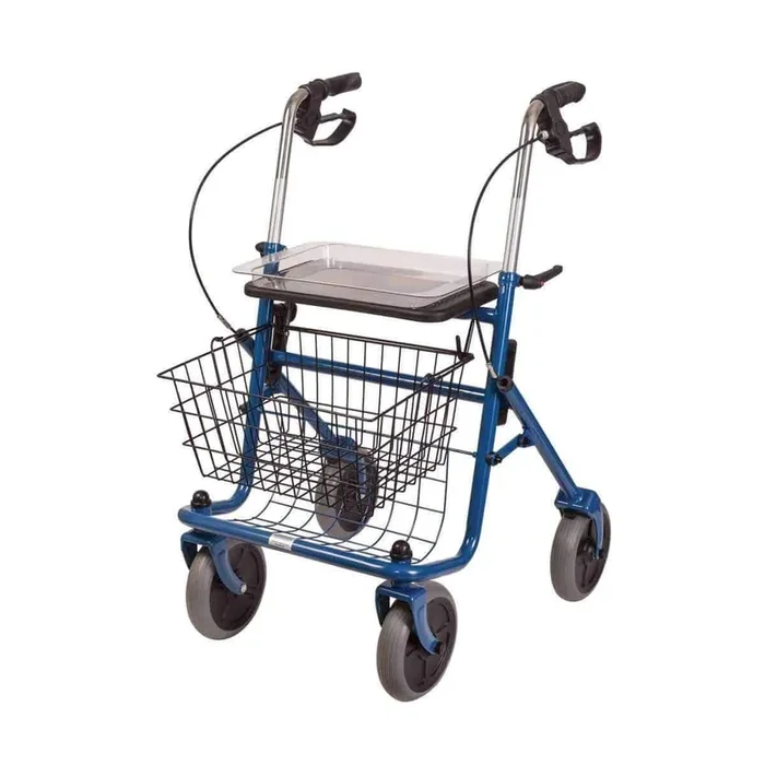 DMI Classic Folding Steel Rollator with Padded Seat, Removable Basket and Storage Tray