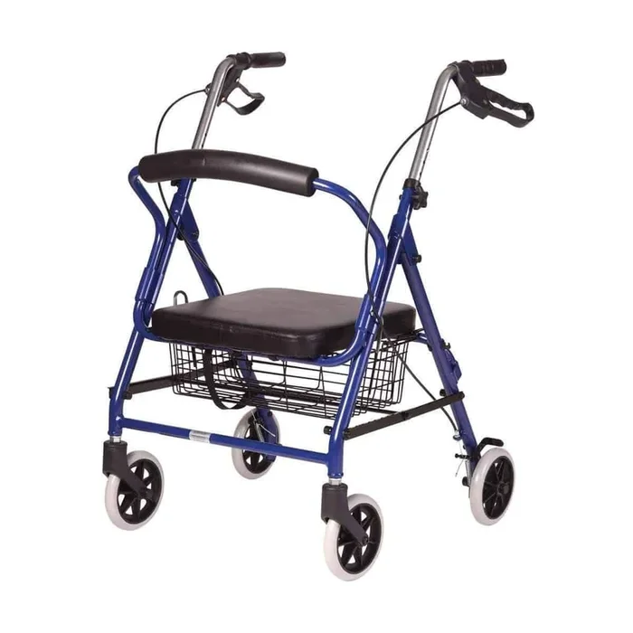 DMI Ultra Lightweight Folding Aluminum Hemi Rollators with Padded Seat & Basket