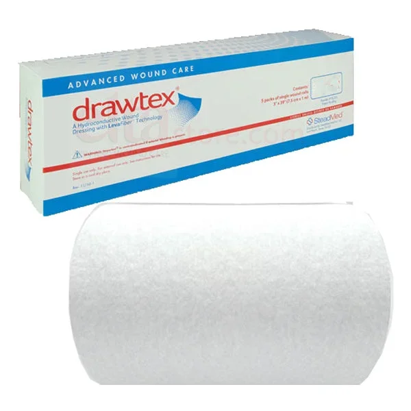 Drawtex Hydroconductive Wound Dressing with LevaFiber, 3/8″ x 18″