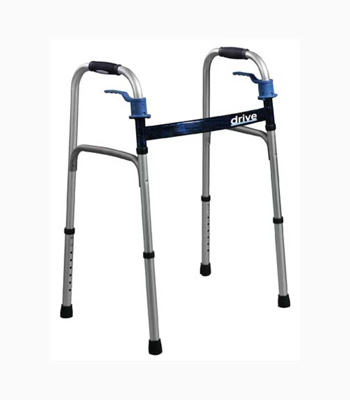 drive Deluxe Aluminum Dual Release Folding Walker with Wheels