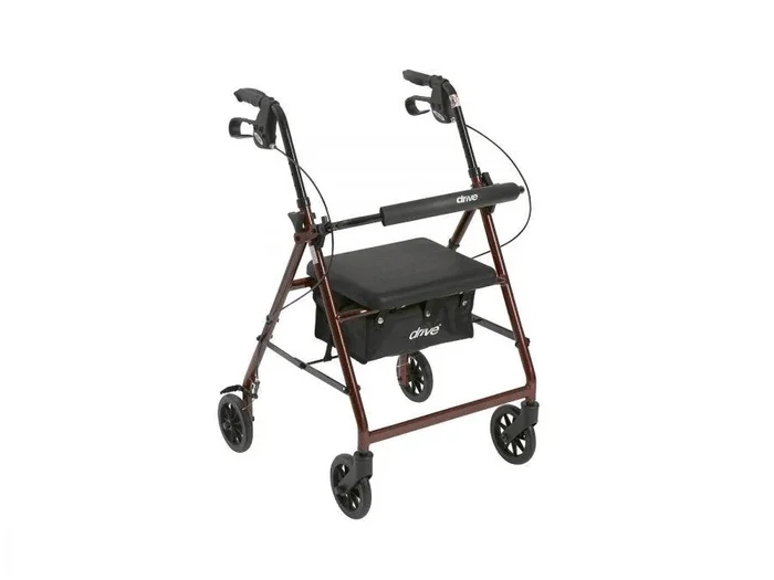 Drive Medical 4-Wheel Rollator Red, 6″ Casters, Aluminum, 1 Count