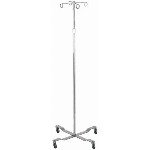 Drive Medical Economy IV Pole 2 Hook Silver Vein
