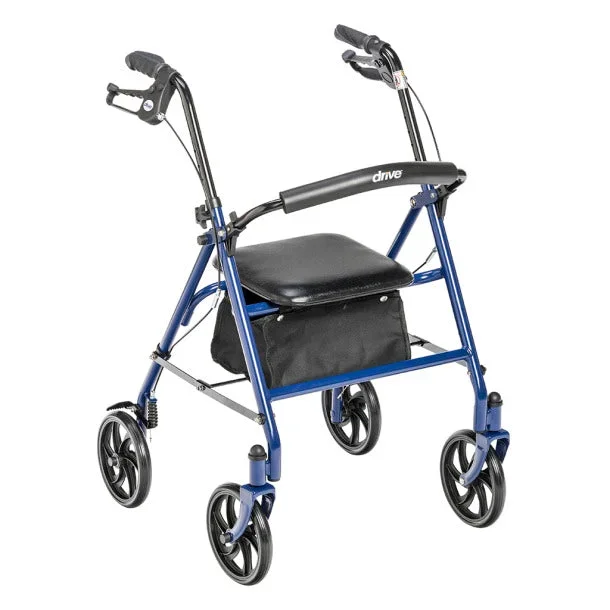 Drive Medical Four Wheel Walker Rollator with Fold Up Removable Back Support